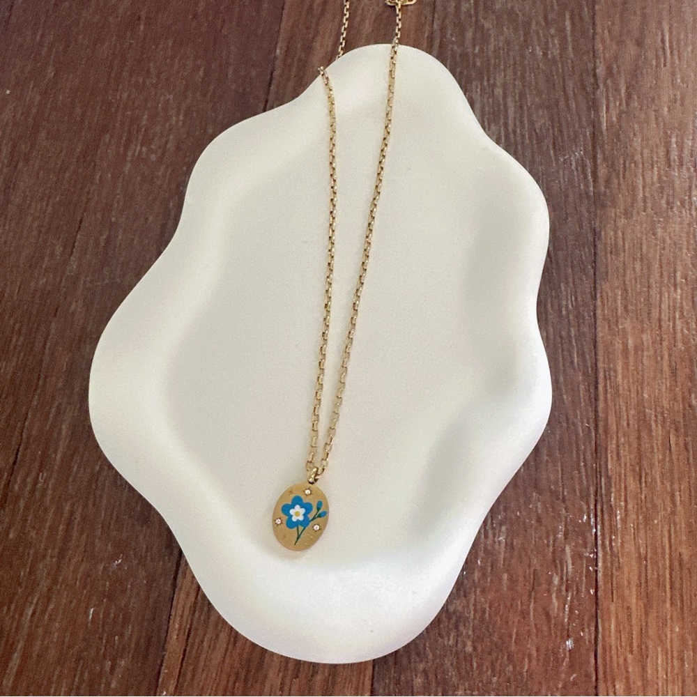 18K Gold Painted Stainless Steel Pendant Necklace Colorful Enamel Art, 18" + 2